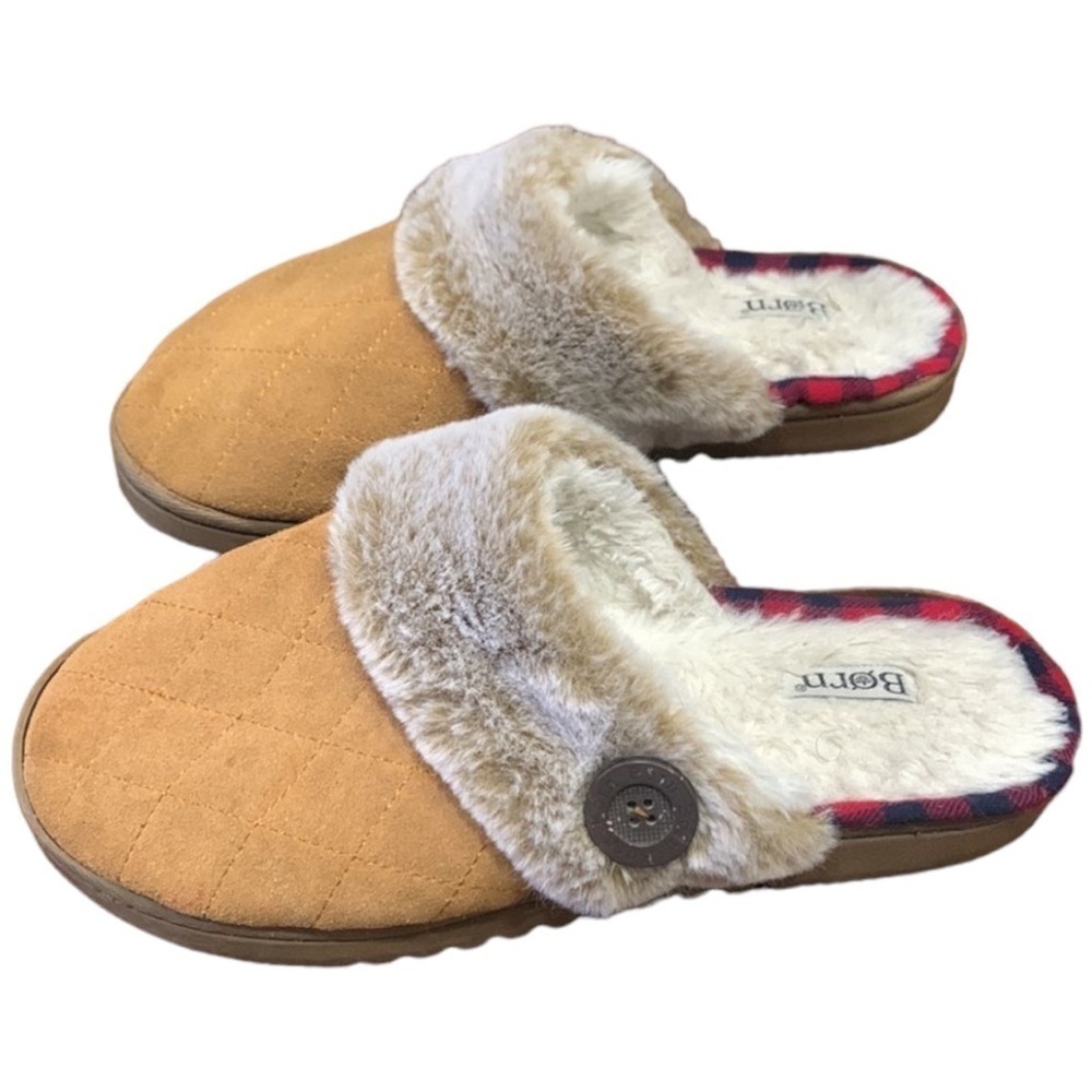 NEW BØRN Suede & Faux Fur Womens Slippers Sz 7-8